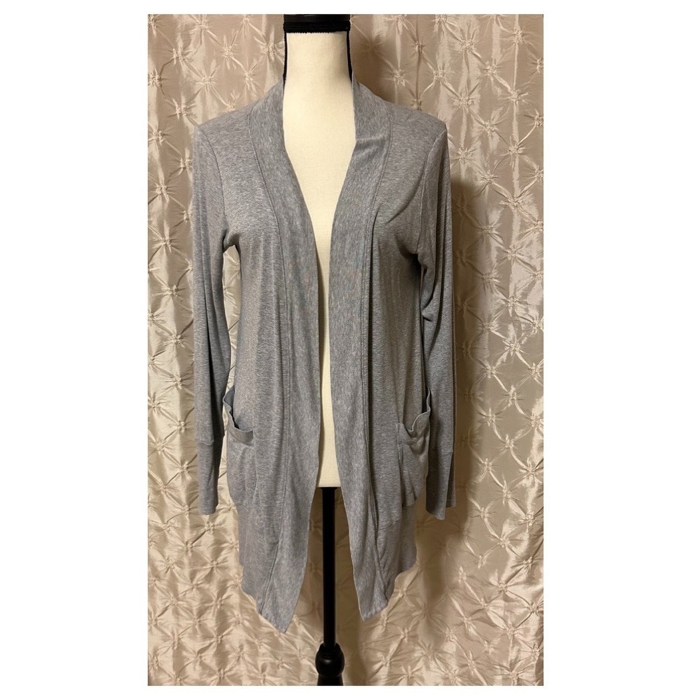 SPLENDID Gray Open Front Pima Cotton Modal Long Sleeve Cardigan